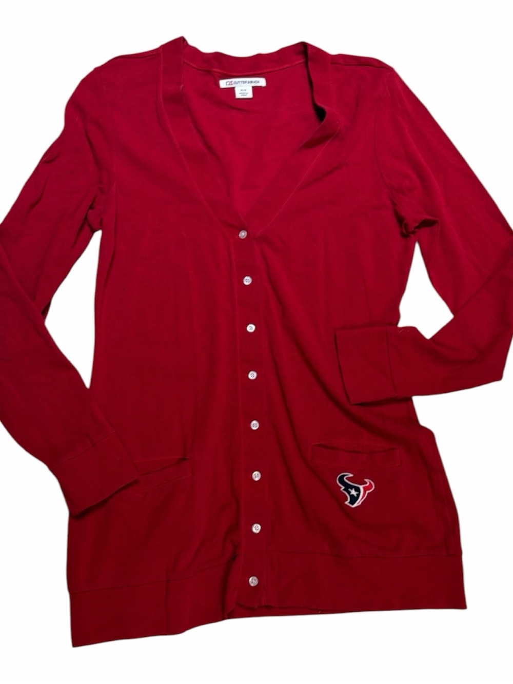 Houston Texans Cutter & Buck Red V-Neck Cardigan Sweater – Medium
